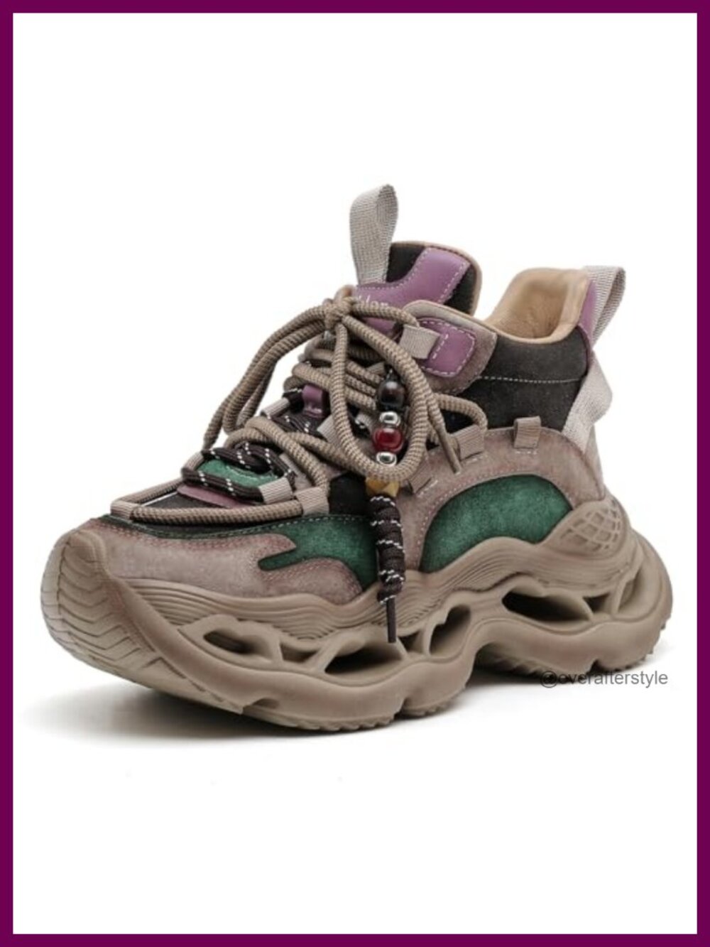 Women's Chunky Wedge Walking Shoes Lace-Up Platform Sneakers Non-Slip